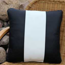 Synthetic Leather Cushions 40 X cm, Black & White, Back Cushions, & Cushion Cover, With Stripes, Lounge