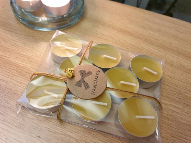 8x Beeswax Tealight Candles 100% Bees Wax Handmade in UK - Gift Idea Packaging Fits Through Letterbox - image 1