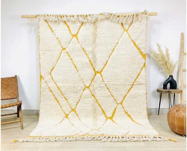 Hand Tufted Ivory Moroccan Berber Rug, White Wool Shag Boho Nursery Authentic Beni Ourain Carpet, Large 9x12 Area Rug - image 1