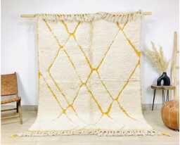 Hand Tufted Ivory Moroccan Berber Rug, White Wool Shag Boho Nursery Authentic Beni Ourain Carpet, Large 9x12 Area Rug - thumbnail 1