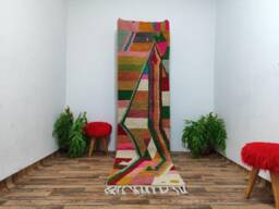Handmade Moroccan Wool Runner Rug Abstract Berber Hallway Rug - thumbnail 1