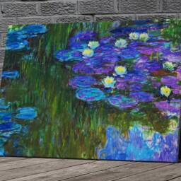 Monet Nympheas Water Lilies Canvas Framed Glossy Coated Premium With Metal Hanger Various Sizes - thumbnail 2