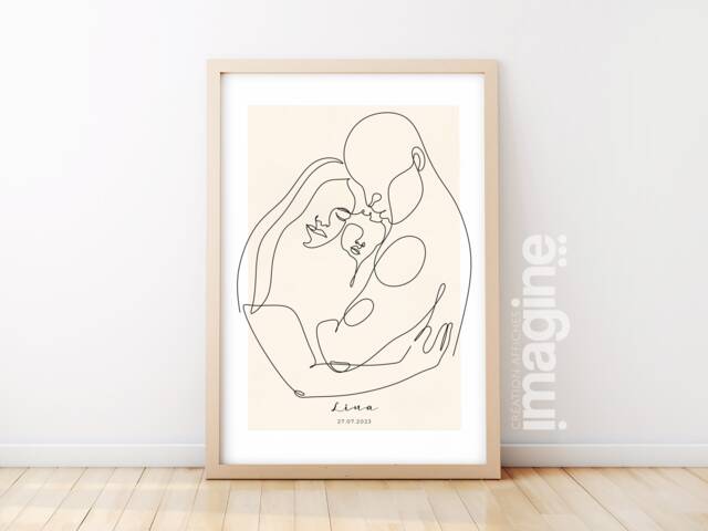 Customizable Family Poster Mom Dad Baby - Mother's Day Fathers Birth - image 1