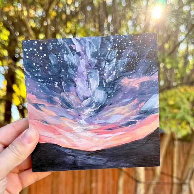 Night Sky Original Acrylic Painting On Wood, Galaxy Art - image 1