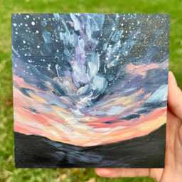 Night Sky Original Acrylic Painting On Wood, Galaxy Art - thumbnail 3