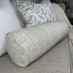 "Modern Cushion Bolster For Sofa, Tonal Weave Pillow, Natural Cushion, Plain 16"" X 6" - thumbnail 4