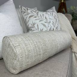 "Modern Cushion Bolster For Sofa, Tonal Weave Pillow, Natural Cushion, Plain 16"" X 6"