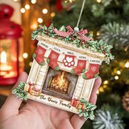 Personalized Stocking Family 2D Flat Xmas Ornament, Custom Christmas Ornament 2025, Names Ornament, Keepsake - thumbnail 2