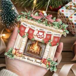 Personalized Stocking Family 2D Flat Xmas Ornament, Custom Christmas Ornament 2025, Names Ornament, Keepsake - thumbnail 3