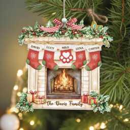 Personalized Stocking Family 2D Flat Xmas Ornament, Custom Christmas Ornament 2025, Names Ornament, Keepsake - thumbnail 1