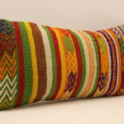Throw Kilim Pillow 12x24 Inch - 30x60 cm Rug Pillow Turkish Cushion Art Deco Lumbar Cover 4Oaf-394 - thumbnail 2