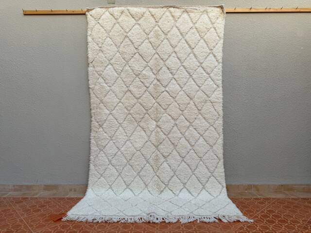 Handmade Wool Beni Ourain Rug Authentic Moroccan Berber Carpet - image 1