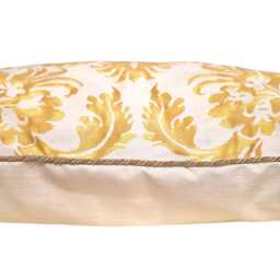 Fortuny Fabric Throw Pillow Cushion Cover Yellow & White Demedici Pattern - Made in Italy - thumbnail 2