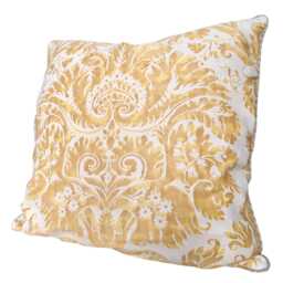 Fortuny Fabric Throw Pillow Cushion Cover Yellow & White Demedici Pattern - Made in Italy - thumbnail 3