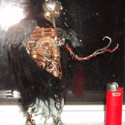 Keeper Of Mysteries Sculpture By Sam Storness-Kress - Birdman Odins Ravins Strange Creepy Statue Statuette - thumbnail 2