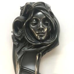 Art Nouveau Belle Dame Sans Merci Wall Plaque - Pewter Finish, Decorative Gothic - thumbnail 1