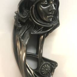 Art Nouveau Belle Dame Sans Merci Wall Plaque - Pewter Finish, Decorative Gothic - thumbnail 2