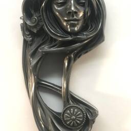 Art Nouveau Belle Dame Sans Merci Wall Plaque - Pewter Finish, Decorative Gothic - thumbnail 3
