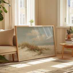 Coastal Dune Poster, Blue Beach Print, Seascape Wall Art, Paper - thumbnail 3