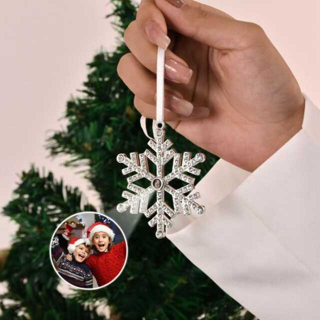 Personalized Christmas Tree Ornament Custom Projection Photo Snowflake Decoration Bauble Gift Family Decor - image 1