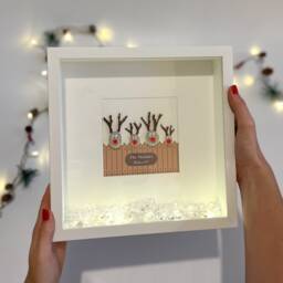 Reindeer Pebble Art Family Christmas Funny Unique Keepsake Decor Stone People Deer Frame Name Picture Sister Brother Mum Wife Xmas UK - thumbnail 1