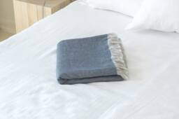 Rustic Linen Bed Throw in Dusty Blue/Grain Sack Blanket/Heavyweight Blanket/Linen Scarf - thumbnail 1