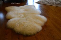 Genuine White Sheepskin Rug - Soft Natural Wool Scandinavian Home Decor - thumbnail 1