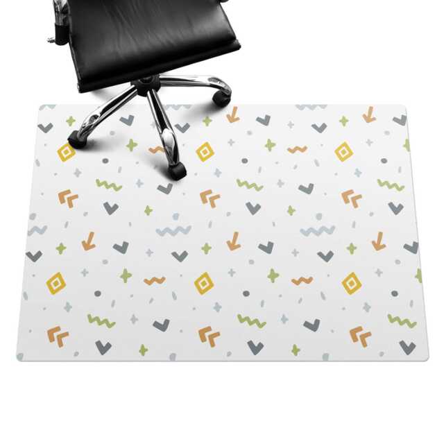 Geometric Patterns Computer Chair Mat, White Office Pattern Vinyl Floor Protector, Protector - image 1