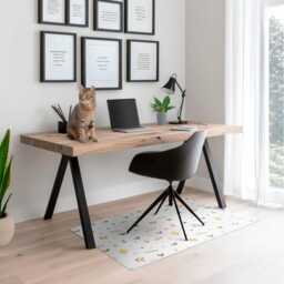 Geometric Patterns Computer Chair Mat, White Office Pattern Vinyl Floor Protector, Protector - thumbnail 3