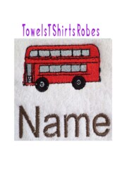 Personalized London Bus Embroidered Cotton Towel Custom Name Gift - thumbnail 1