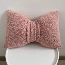 Pink Boucl?? Bow Pillow Cotton Accent Cushion - thumbnail 4