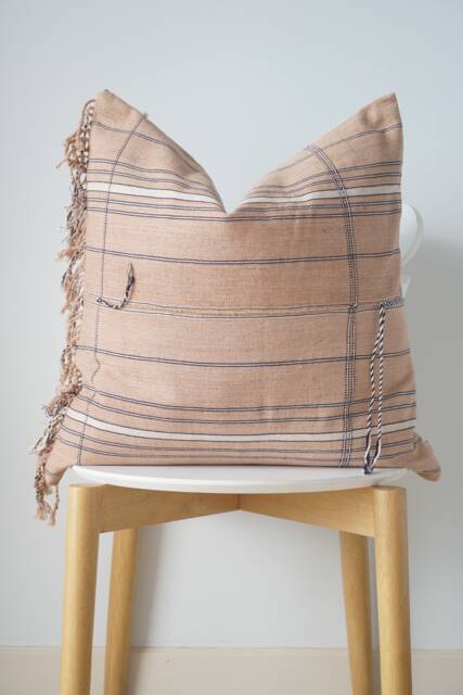 Brown Tribal Hemp Hand Woven Natural Dye Color Hmong Lumbar Pillow Cover - image 1