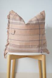 Brown Tribal Hemp Hand Woven Natural Dye Color Hmong Lumbar Pillow Cover - thumbnail 1