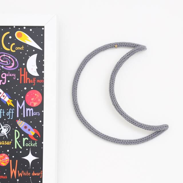 Knitted Wire Moon, Space Theme, Children's Bedroom Decor, Crescent Moon - image 1