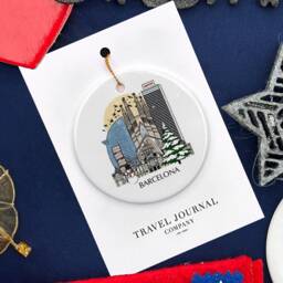 Barcelona Spain Personalised Christmas Tree Bauble Ceramic Ornament Decoration Gift Present Festive Souvenir Holiday - thumbnail 2