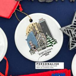 Barcelona Spain Personalised Christmas Tree Bauble Ceramic Ornament Decoration Gift Present Festive Souvenir Holiday - thumbnail 3