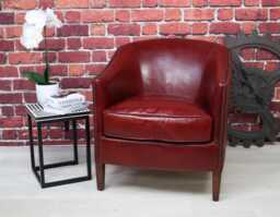 Living Room Seating Lounge Tub Chair Real Distressed Aniline Leather Stock Fast Delivery - Kar2161