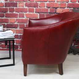 Living Room Seating Lounge Tub Chair Real Distressed Aniline Leather Stock Fast Delivery - Kar2161 - thumbnail 3
