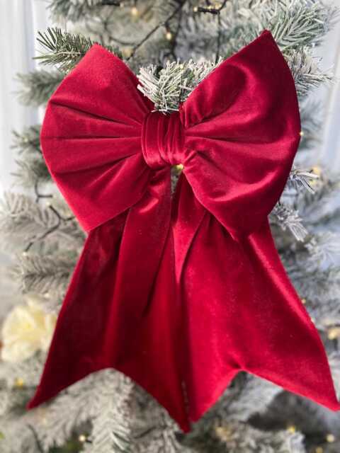 Red Velvet Christmas Bow - Handmade Tree Topper, Wreath & Wall D??cor, Oversized Holiday Decoration - image 1