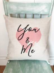 Linen Valentine's Day Pillow Cover You & Me Heart Decor - thumbnail 2