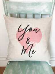 Linen Valentine's Day Pillow Cover You & Me Heart Decor - thumbnail 1
