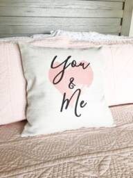 Linen Valentine's Day Pillow Cover You & Me Heart Decor - thumbnail 3