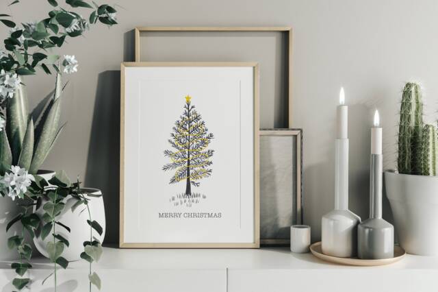Christmas Tree Print, Wall Decor, Poster Scandinavian, Minimal Christmas, Xmas Modern Art - image 1