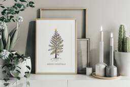 Christmas Tree Print, Wall Decor, Poster Scandinavian, Minimal Christmas, Xmas Modern Art - thumbnail 1