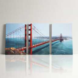 San Francisco Golden Gate Bridge 3 Panel Split Canvas Wall Art Fog California Oil Painting Framed Home Decor Usa Travel Gift - thumbnail 3