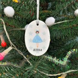Personalised Christmas Ballerina Ceramic Bauble - Watercolour Ballerina Decoration Tree Gift Box Available - thumbnail 3