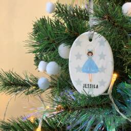 Personalised Christmas Ballerina Ceramic Bauble - Watercolour Ballerina Decoration Tree Gift Box Available - thumbnail 2