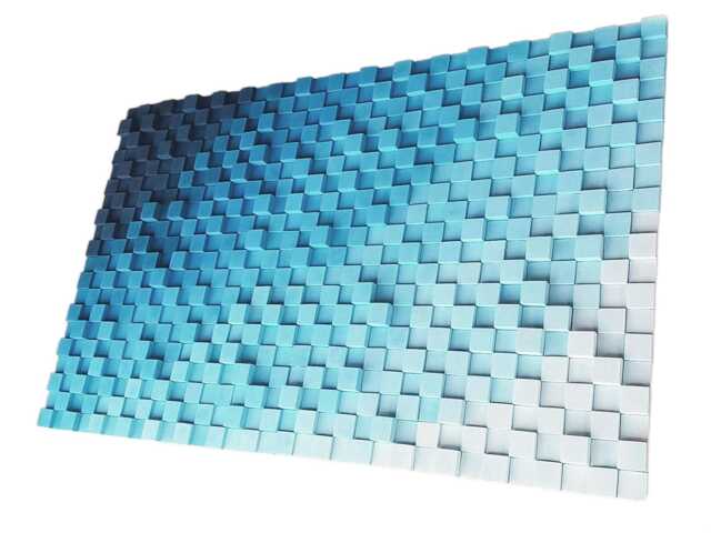 Blue Gradient 3D Wood Wall Art - Modern Ocean Mosaic Sculpture - image 1