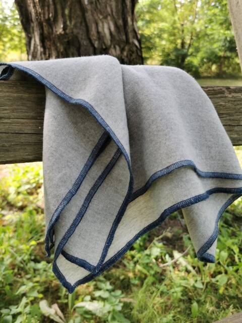 Virgin Wool Thin & Lightweight Dark Blue Stitched Edge, Personalised Baby Blanket/ Nordic Scandinavian Design Boy Blanket Gift With Name - image 1