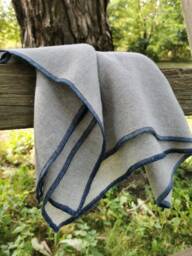 Virgin Wool Thin & Lightweight Dark Blue Stitched Edge, Personalised Baby Blanket/ Nordic Scandinavian Design Boy Blanket Gift With Name